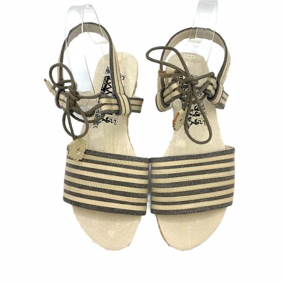F-Troupe Slingback Striped Open Toe Espadrilles 40 - Picture 3 of 9